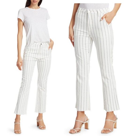 Joe's Jeans The Slim Kick High-Rise Striped Trousers Sz 28 Crop Raw Hem - Picture 3 of 6